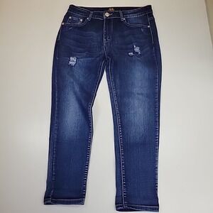 dkin Jeans Women's Size 10 Straight Leg Cropped High Rise Studed Light Wash